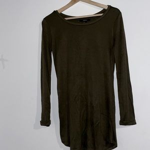 Olive green long sleeve t shirt dress
